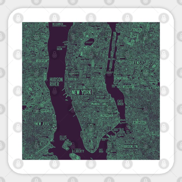 cool new york city map Sticker by ol1ie